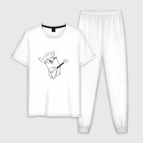 Мужская пижама хлопок с принтом Golang балалайка в Тюмени, 100% хлопок | брюки и футболка прямого кроя, без карманов, на брюках мягкая резинка на поясе и по низу штанин
 | go | golang