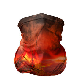 Бандана-труба 3D с принтом Вулкан в Тюмени, 100% полиэстер, ткань с особыми свойствами — Activecool | плотность 150‒180 г/м2; хорошо тянется, но сохраняет форму | Тематика изображения на принте: взрыв | вулкан | извержение | красная | лава | море