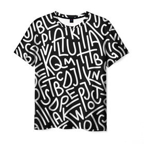 Мужская футболка 3D с принтом Английские буквы в Тюмени, 100% полиэфир | прямой крой, круглый вырез горловины, длина до линии бедер | алфавит | английский язык | буквы | оформление | слой | текстура | трайбл | узор | фон