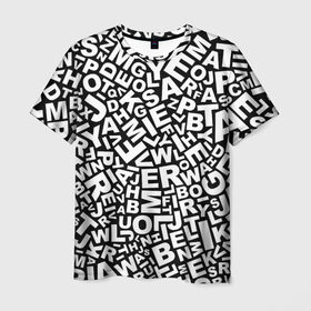 Мужская футболка 3D с принтом Английский алфавит в Тюмени, 100% полиэфир | прямой крой, круглый вырез горловины, длина до линии бедер | Тематика изображения на принте: алфавит | английский язык | буквы | оформление | слой | текстура | трайбл | узор | фон