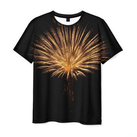 Мужская футболка 3D с принтом Фейерверк в Тюмени, 100% полиэфир | прямой крой, круглый вырез горловины, длина до линии бедер | взрыв | грохот | красота | огни | праздник | салют | фейерверк | шум