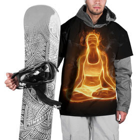 Накидка на куртку 3D с принтом Пламенная медитация в Тюмени, 100% полиэстер |  | аштанга | здоровье | зож | йога | кундалини | лотос | медитация | огонь | пламя | силуэт | спорт | страсть | тонус