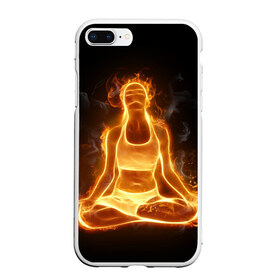 Чехол для iPhone 7Plus/8 Plus матовый с принтом Пламенная медитация в Тюмени, Силикон | Область печати: задняя сторона чехла, без боковых панелей | аштанга | здоровье | зож | йога | кундалини | лотос | медитация | огонь | пламя | силуэт | спорт | страсть | тонус