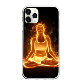 Чехол для iPhone 11 Pro матовый с принтом Пламенная медитация в Тюмени, Силикон |  | Тематика изображения на принте: аштанга | здоровье | зож | йога | кундалини | лотос | медитация | огонь | пламя | силуэт | спорт | страсть | тонус