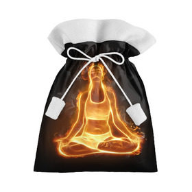 Подарочный 3D мешок с принтом Пламенная медитация в Тюмени, 100% полиэстер | Размер: 29*39 см | Тематика изображения на принте: аштанга | здоровье | зож | йога | кундалини | лотос | медитация | огонь | пламя | силуэт | спорт | страсть | тонус
