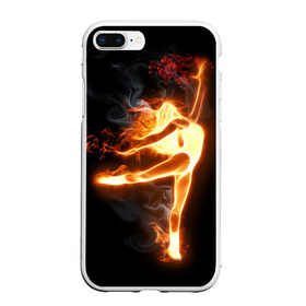 Чехол для iPhone 7Plus/8 Plus матовый с принтом Фитнес в Тюмени, Силикон | Область печати: задняя сторона чехла, без боковых панелей | грация | здоровье | зож | огонь | пламя | силуэт | спорт | страсть | танец | тонус | фитнес