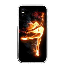 Чехол для iPhone XS Max матовый с принтом Фитнес в Тюмени, Силикон | Область печати: задняя сторона чехла, без боковых панелей | грация | здоровье | зож | огонь | пламя | силуэт | спорт | страсть | танец | тонус | фитнес