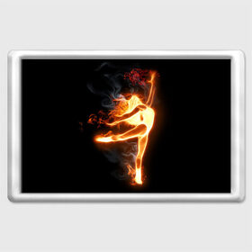 Магнит 45*70 с принтом Фитнес в Тюмени, Пластик | Размер: 78*52 мм; Размер печати: 70*45 | грация | здоровье | зож | огонь | пламя | силуэт | спорт | страсть | танец | тонус | фитнес