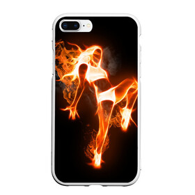 Чехол для iPhone 7Plus/8 Plus матовый с принтом Спортивная страсть в Тюмени, Силикон | Область печати: задняя сторона чехла, без боковых панелей | грация | здоровье | зож | огонь | пламя | силуэт | спорт | страсть | танец | тонус | фитнес