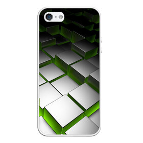 Чехол силиконовый для Телефон Apple iPhone 5/5S с принтом Куб в Тюмени, Силикон | Область печати: задняя сторона чехла, без боковых панелей | зеленая | квадрат | куб | текстуры