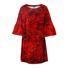 Детское платье 3D с принтом Red Star в Тюмени, 100% полиэстер | прямой силуэт, чуть расширенный к низу. Круглая горловина, на рукавах — воланы | абстракция | арт | брызги | краска | красный | цветные
