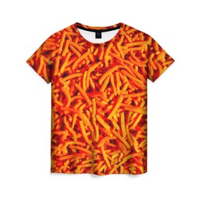 Женская футболка 3D с принтом Морковь в Тюмени, 100% полиэфир ( синтетическое хлопкоподобное полотно) | прямой крой, круглый вырез горловины, длина до линии бедер | морковь | овощи | оранжевый | салат