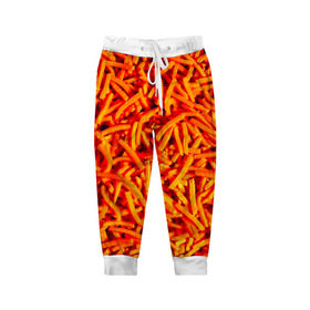 Детские брюки 3D с принтом Морковь в Тюмени, 100% полиэстер | манжеты по низу, эластичный пояс регулируется шнурком, по бокам два кармана без застежек, внутренняя часть кармана из мелкой сетки | морковь | овощи | оранжевый | салат