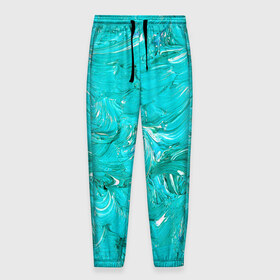Мужские брюки 3D с принтом Голубая краска в Тюмени, 100% полиэстер | манжеты по низу, эластичный пояс регулируется шнурком, по бокам два кармана без застежек, внутренняя часть кармана из мелкой сетки | абстракция | абстракция красок | краска