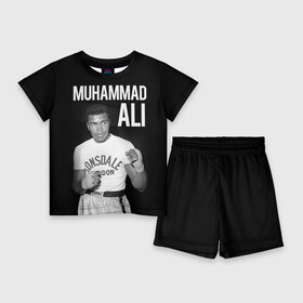 Детский костюм с шортами 3D с принтом Muhammad Ali в Тюмени,  |  | ali | boxing | muhammad ali |   |  muhammad |  бокс | али | боксер | мухамад. мухаммад | мухаммед | мухаммед али