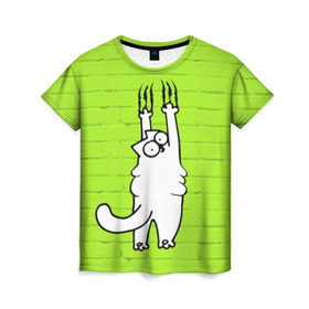 Женская футболка 3D с принтом Simon`s cat 3 в Тюмени, 100% полиэфир ( синтетическое хлопкоподобное полотно) | прямой крой, круглый вырез горловины, длина до линии бедер | fitness | kitty | simon cat | simons | simons cat | голодный кот | для жирных | для толстых | жир | кот | кот саймона | котик | кошка | с котами | саймон | спорт | толстая | толстый | фитнес | фитнесс