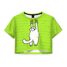 Женская футболка 3D укороченная с принтом Simon`s cat 3 в Тюмени, 100% полиэстер | круглая горловина, длина футболки до линии талии, рукава с отворотами | fitness | kitty | simon cat | simons | simons cat | голодный кот | для жирных | для толстых | жир | кот | кот саймона | котик | кошка | с котами | саймон | спорт | толстая | толстый | фитнес | фитнесс