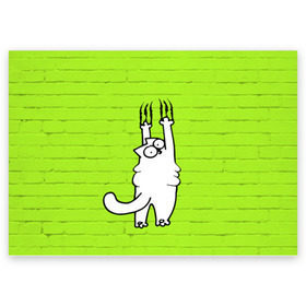 Поздравительная открытка с принтом Simons cat 3 в Тюмени, 100% бумага | плотность бумаги 280 г/м2, матовая, на обратной стороне линовка и место для марки
 | fitness | kitty | simon cat | simons | simons cat | голодный кот | для жирных | для толстых | жир | кот | кот саймона | котик | кошка | с котами | саймон | спорт | толстая | толстый | фитнес | фитнесс