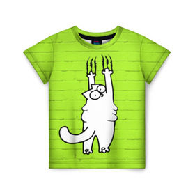Детская футболка 3D с принтом Simon`s cat 3 в Тюмени, 100% гипоаллергенный полиэфир | прямой крой, круглый вырез горловины, длина до линии бедер, чуть спущенное плечо, ткань немного тянется | fitness | kitty | simon cat | simons | simons cat | голодный кот | для жирных | для толстых | жир | кот | кот саймона | котик | кошка | с котами | саймон | спорт | толстая | толстый | фитнес | фитнесс