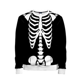 Детский свитшот 3D с принтом Скелет в Тюмени, 100% полиэстер | свободная посадка, прямой крой, мягкая тканевая резинка на рукавах и понизу свитшота | Тематика изображения на принте: bones | halloween | кости | костюм | прикол | прикольная картинка | скелет | тело | хеллоуин