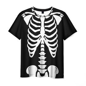 Мужская футболка 3D с принтом Скелет в Тюмени, 100% полиэфир | прямой крой, круглый вырез горловины, длина до линии бедер | bones | halloween | кости | костюм | прикол | прикольная картинка | скелет | тело | хеллоуин
