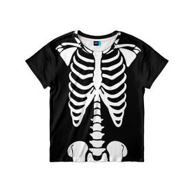 Детская футболка 3D с принтом Скелет в Тюмени, 100% гипоаллергенный полиэфир | прямой крой, круглый вырез горловины, длина до линии бедер, чуть спущенное плечо, ткань немного тянется | bones | halloween | кости | костюм | прикол | прикольная картинка | скелет | тело | хеллоуин