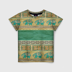 Детская футболка 3D с принтом Орнамент в Тюмени, 100% гипоаллергенный полиэфир | прямой крой, круглый вырез горловины, длина до линии бедер, чуть спущенное плечо, ткань немного тянется | индия | орнамент | слон | узон