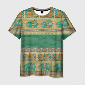 Мужская футболка 3D с принтом Орнамент в Тюмени, 100% полиэфир | прямой крой, круглый вырез горловины, длина до линии бедер | индия | орнамент | слон | узон