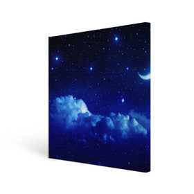 Холст квадратный с принтом Звёздное небо в Тюмени, 100% ПВХ |  | Тематика изображения на принте: звезды | луна | месяц | ночь
