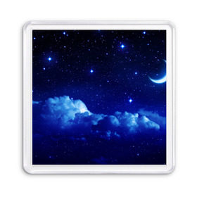 Магнит 55*55 с принтом Звёздное небо в Тюмени, Пластик | Размер: 65*65 мм; Размер печати: 55*55 мм | Тематика изображения на принте: звезды | луна | месяц | ночь