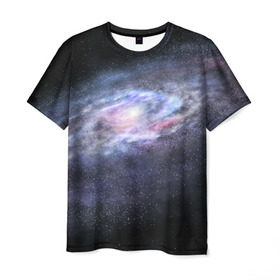 Мужская футболка 3D с принтом Млечный путь в Тюмени, 100% полиэфир | прямой крой, круглый вырез горловины, длина до линии бедер | вселенная | галактика | звёзды | камета | космос | метеориты | метеоры | млечный путь | орбита | планеты | солнечная система