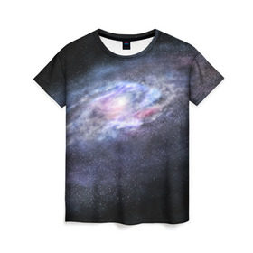 Женская футболка 3D с принтом Млечный путь в Тюмени, 100% полиэфир ( синтетическое хлопкоподобное полотно) | прямой крой, круглый вырез горловины, длина до линии бедер | вселенная | галактика | звёзды | камета | космос | метеориты | метеоры | млечный путь | орбита | планеты | солнечная система