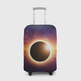 Чехол для чемодана 3D с принтом Солнечное затмение в Тюмени, 86% полиэфир, 14% спандекс | двустороннее нанесение принта, прорези для ручек и колес | галактика | звёзды | земля | космос | мгла | млечный путь | ночь | орбита | солнечная система | солнечное затмение | солнце | тьма