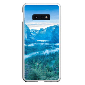 Чехол для Samsung S10E с принтом Горный пейзаж в Тюмени, Силикон | Область печати: задняя сторона чехла, без боковых панелей | горный хребет | горы | каньон | лес | пейзаж | речка | туман | ущелье