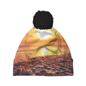 Шапка 3D c помпоном с принтом Закат в Тюмени, 100% полиэстер | универсальный размер, печать по всей поверхности изделия | sunset | жара | закат | зной | косяк | лето | море | облака | океан | отдых | пена | песок | пляж | прибой | прилив | рассвет | солнце | стая птиц