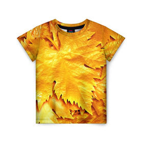 Детская футболка 3D с принтом Золотая осень в Тюмени, 100% гипоаллергенный полиэфир | прямой крой, круглый вырез горловины, длина до линии бедер, чуть спущенное плечо, ткань немного тянется | Тематика изображения на принте: жёлтый | золотой | клён | красота | листва | листья | наряд | осень | осина | покров | природа