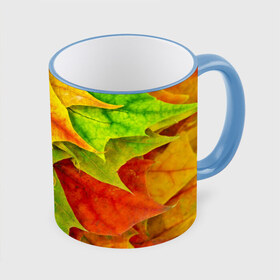 Кружка 3D с принтом Осенний наряд в Тюмени, керамика | ёмкость 330 мл | жёлтый | зелёный | красный | листва | листья | оранжевый