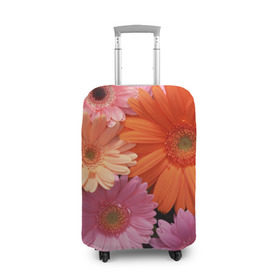 Чехол для чемодана 3D с принтом Цветы в Тюмени, 86% полиэфир, 14% спандекс | двустороннее нанесение принта, прорези для ручек и колес | букет | георгины | жёлтый | красота | полевые | розовый | ромашки | фиолетовый | хризантемы | цветы