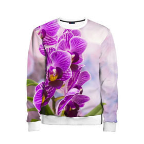 Детский свитшот 3D с принтом Божественная орхидея в Тюмени, 100% полиэстер | свободная посадка, прямой крой, мягкая тканевая резинка на рукавах и понизу свитшота | 8 марта | букет | весна | красота | куст | лето | орхидея | подарок | сиреневый цвет | цветок | шикарный цветочек