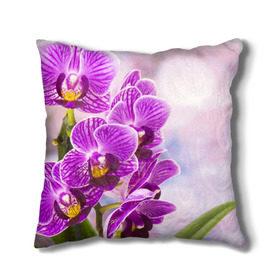 Подушка 3D с принтом Божественная орхидея в Тюмени, наволочка – 100% полиэстер, наполнитель – холлофайбер (легкий наполнитель, не вызывает аллергию). | состоит из подушки и наволочки. Наволочка на молнии, легко снимается для стирки | 8 марта | букет | весна | красота | куст | лето | орхидея | подарок | сиреневый цвет | цветок | шикарный цветочек