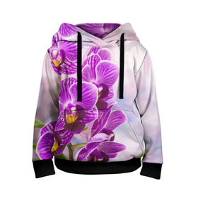 Детская толстовка 3D с принтом Божественная орхидея в Тюмени, 100% полиэстер | двухслойный капюшон со шнурком для регулировки, мягкие манжеты на рукавах и по низу толстовки, спереди карман-кенгуру с мягким внутренним слоем | 8 марта | букет | весна | красота | куст | лето | орхидея | подарок | сиреневый цвет | цветок | шикарный цветочек
