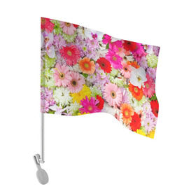 Флаг для автомобиля с принтом Обилие цветов в Тюмени, 100% полиэстер | Размер: 30*21 см | 8 марта | букет | георгина | изобилие | красота | куст | лето | обилие | петунья | подснежник | полевые | разные цветы | роза | ромашка | тюльпан | хризантема | цветочек | цветы
