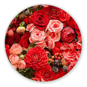 Коврик круглый с принтом Шикарный букет в Тюмени, резина и полиэстер | круглая форма, изображение наносится на всю лицевую часть | 8 марта | блеск | гвоздики | красный | красота | невероятный | огромный букет | пёстрый | праздник | розы | роскошный | цветы | шикарный