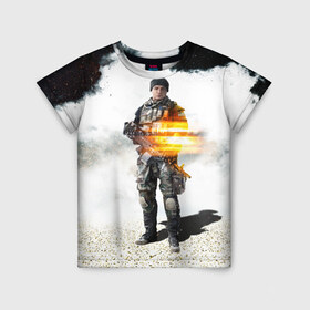 Детская футболка 3D с принтом Battlefield 4 Soldier в Тюмени, 100% гипоаллергенный полиэфир | прямой крой, круглый вырез горловины, длина до линии бедер, чуть спущенное плечо, ткань немного тянется | Тематика изображения на принте: art | battlefield