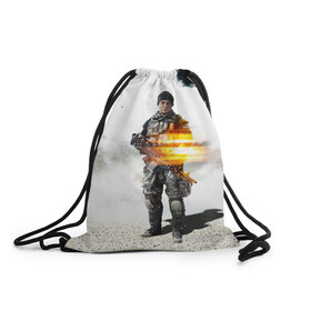 Рюкзак-мешок 3D с принтом Battlefield 4 Soldier в Тюмени, 100% полиэстер | плотность ткани — 200 г/м2, размер — 35 х 45 см; лямки — толстые шнурки, застежка на шнуровке, без карманов и подкладки | art | battlefield