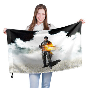 Флаг 3D с принтом Battlefield 4 Soldier в Тюмени, 100% полиэстер | плотность ткани — 95 г/м2, размер — 67 х 109 см. Принт наносится с одной стороны | art | battlefield