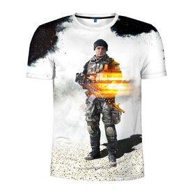 Мужская футболка 3D спортивная с принтом Battlefield 4 Soldier в Тюмени, 100% полиэстер с улучшенными характеристиками | приталенный силуэт, круглая горловина, широкие плечи, сужается к линии бедра | Тематика изображения на принте: art | battlefield