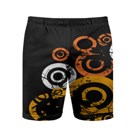 Мужские шорты 3D спортивные с принтом Арт круги в Тюмени,  |  | белый | жёлтый | круги | оранжевый | узоры | цвета | чёрный