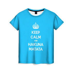 Женская футболка 3D с принтом hakuna matata в Тюмени, 100% полиэфир ( синтетическое хлопкоподобное полотно) | прямой крой, круглый вырез горловины, длина до линии бедер | 