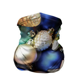Бандана-труба 3D с принтом Игрушки на ёлку в Тюмени, 100% полиэстер, ткань с особыми свойствами — Activecool | плотность 150‒180 г/м2; хорошо тянется, но сохраняет форму | Тематика изображения на принте: новогодний | рождество | шарики